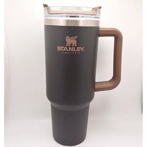 Stanley Dark Grey 40oz. Tumbler with Tan Handle & Lid NO STRAW GUC